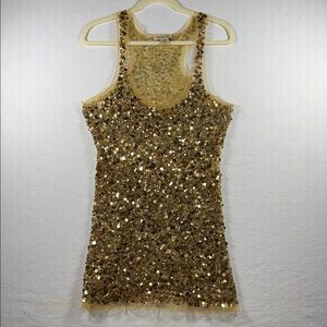 Arden B Gold Sequin Mini Dress